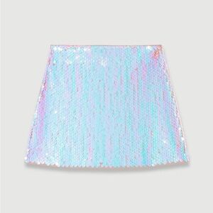 Maje Jirene sequined miniskirt, a sparkling lilac purple viscose-blend knit